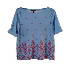 Karen Scott Women's Short Cuffed Sleeve Tee T-Shirt Petite Size Xl Multicolor